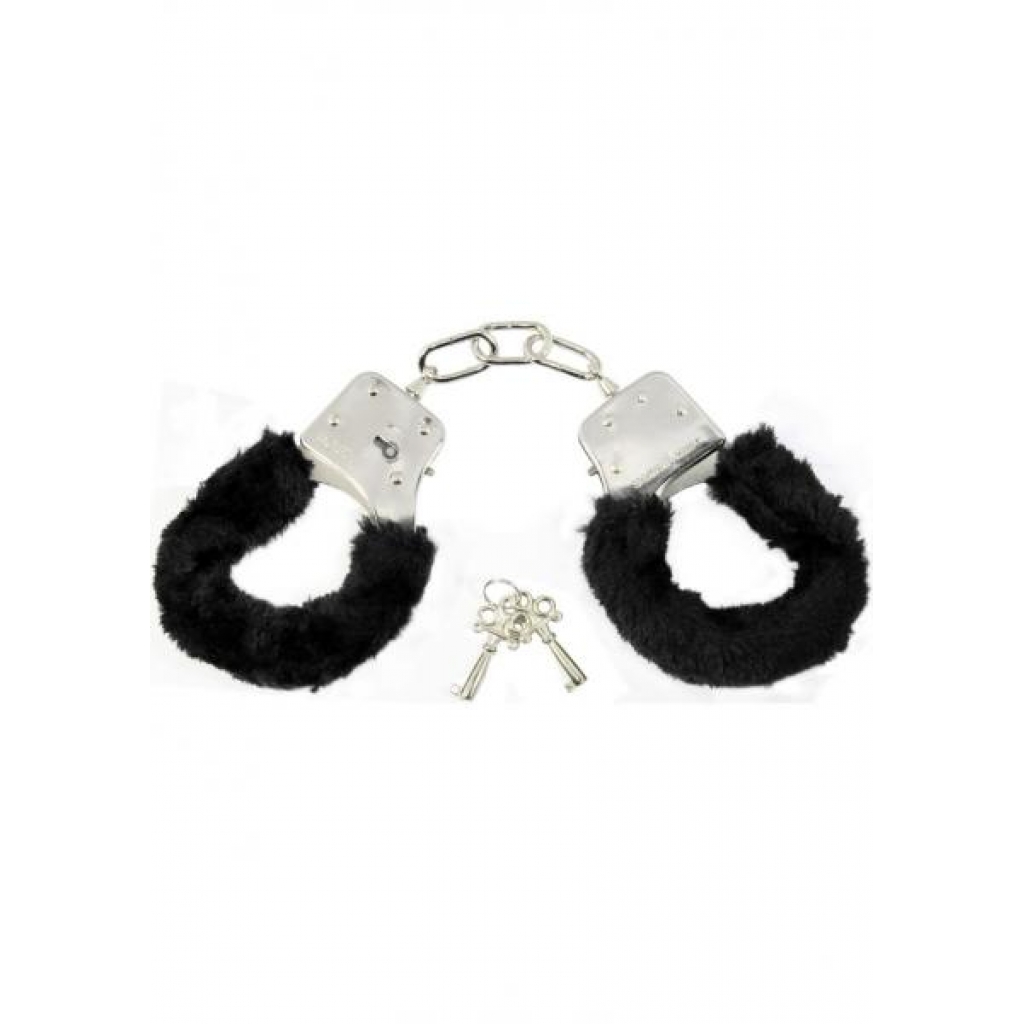 Sex And Mischief Furry Handcuffs Black - Sportsheets