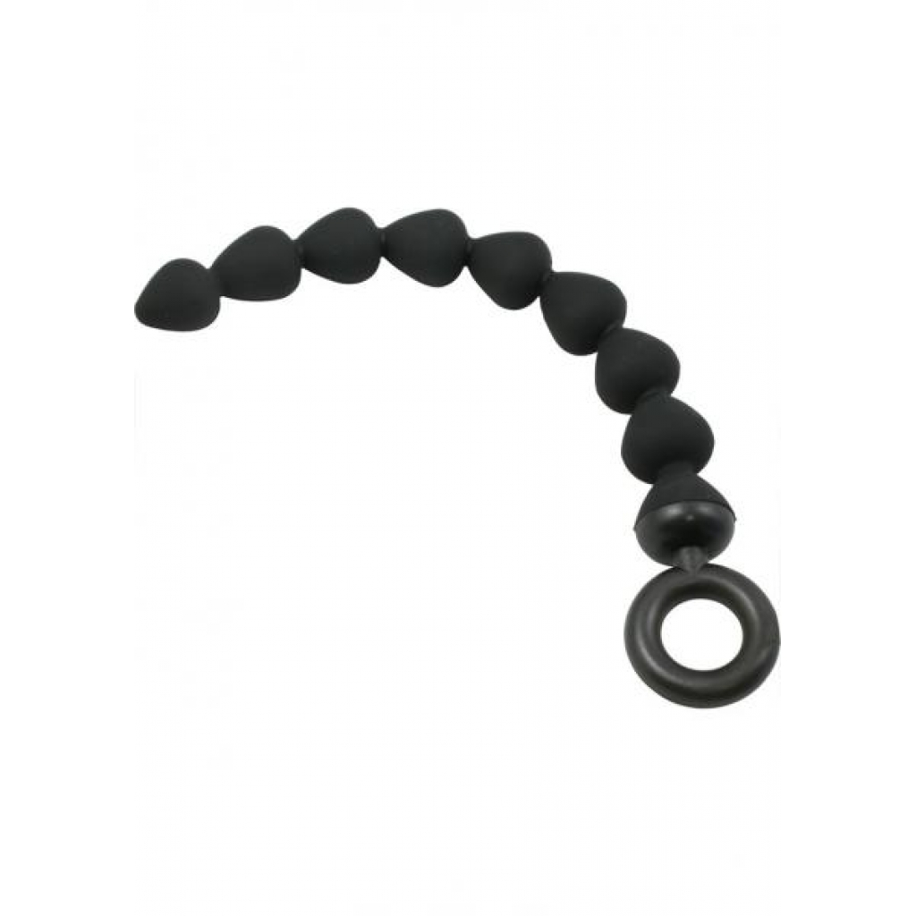 Sex And Mischief Silicone Anal Beads Black 9 Inches - Sportsheets