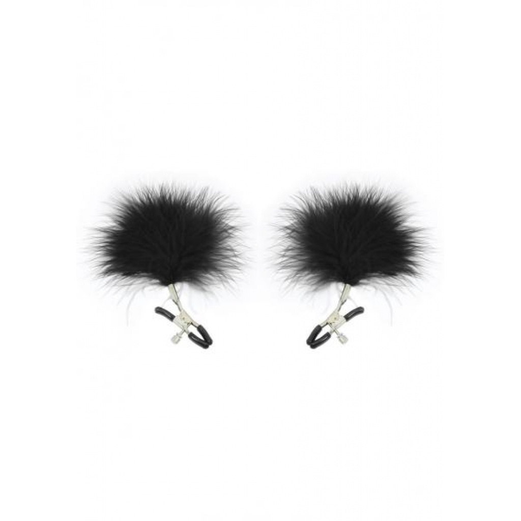 Sex And Mischief Feathered Nipple Clamps Black - Sportsheets