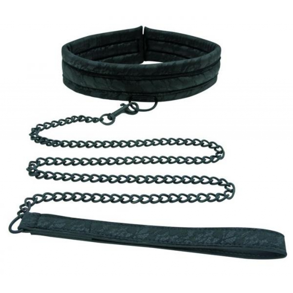 Midnight Lace Collar And Leash Black - Sportsheets