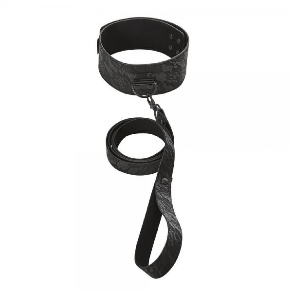 Sincerely Locking Lace Collar & Leash Black - Sportsheets