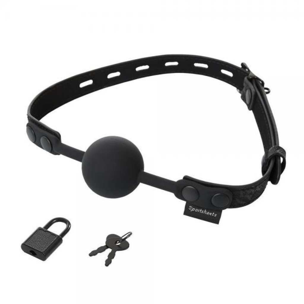 Sincerely Locking Lace Ball Gag Black O/S - Sportsheets