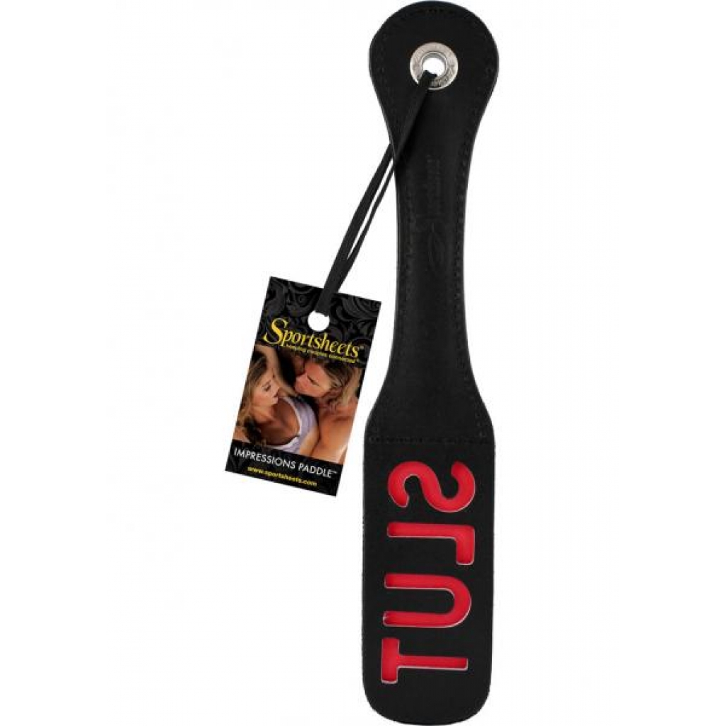 Leather Impression Paddle - Slut - 12 Inch