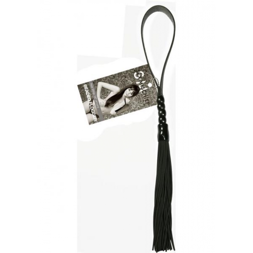 Sex And Mischief Beaded Flogger - Noir Whip 16 Inch Black