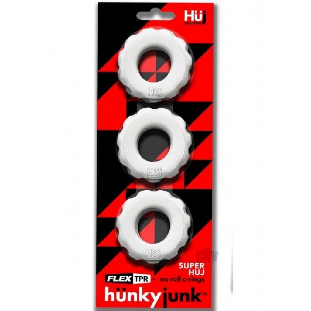 Super Huj Cockring Set (3-pack) - White Ice