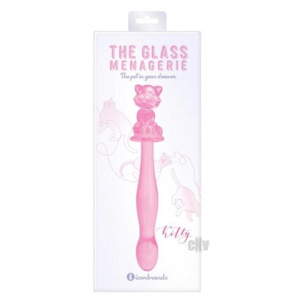 Glass Menage Kitty Dildo Pink - Icon Brands Inc