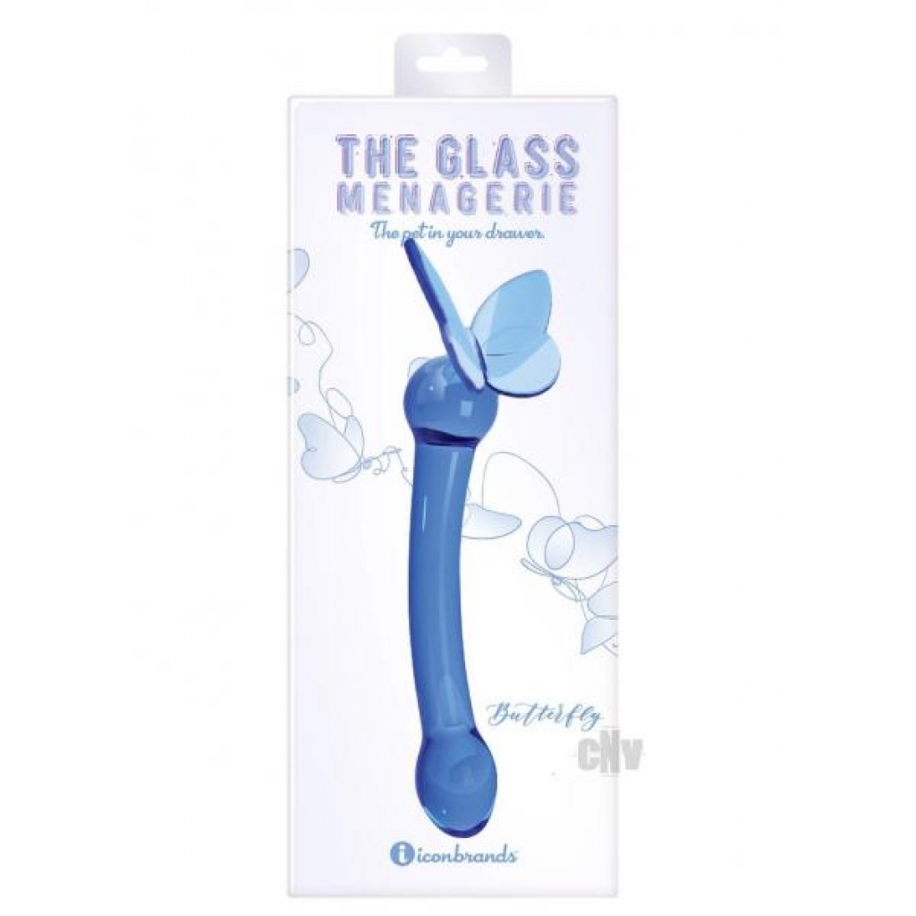 Glass Menage Butterfly Gspot Wand - Dark Blue