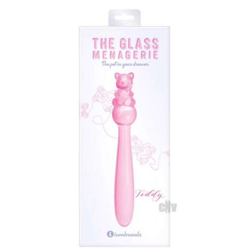 Glass Menage Teddy Dildo - Pink