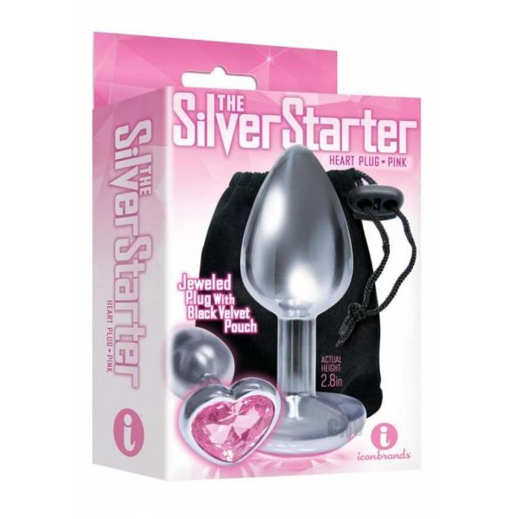 The 9 Silver Starter Heart Plug Pink - Icon Brands Inc