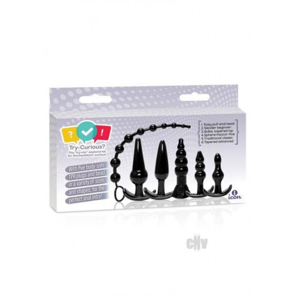 Try Curious Anal Plug Kit Black - Icon Brands Inc