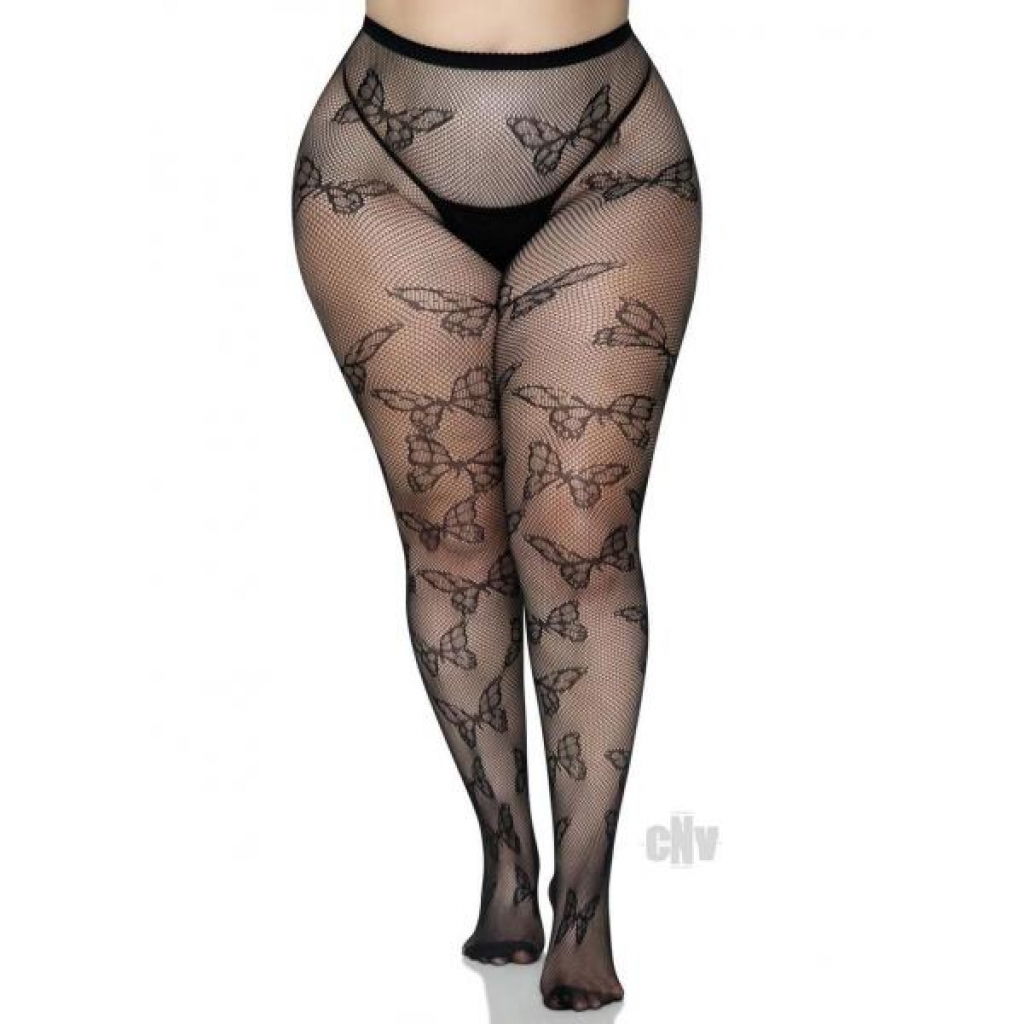 Butterfly Net Tights - 1X/2X Black