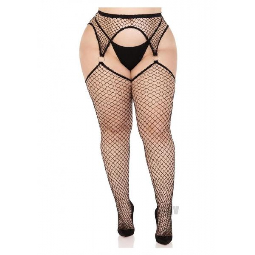 Industrial Net Stockings with O-Ring Garter Belt