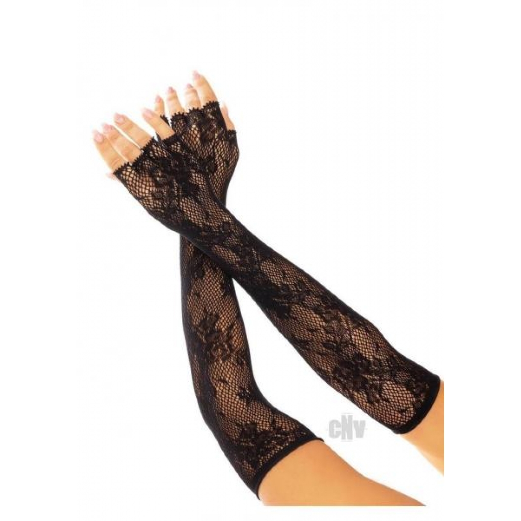 Seamless Opera Floral Fingerless Gloves - Black