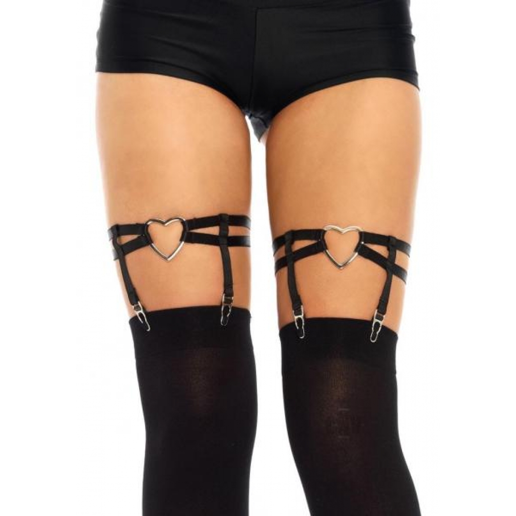 Dual Strap Garter Suspender Heart Black - Leg Avenue Inc.