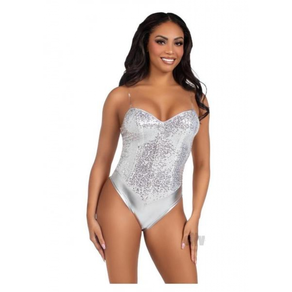 Sequin Bone Snap Bodysuit with Straps - Small