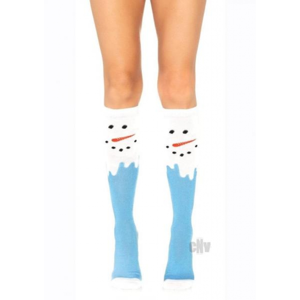 Snow Man Knee High Socks Os Multicolor - Leg Avenue Inc.