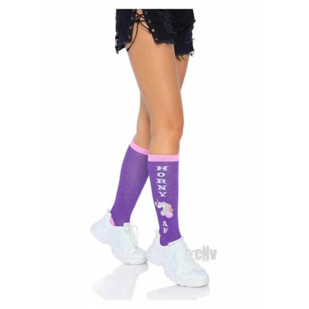 Horny AF Knee Socks - Multicolor