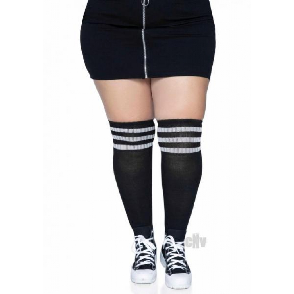 Over The Knee Athl Socks 1x/2x Blk/wht - Leg Avenue Inc.