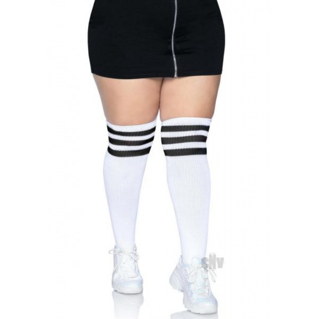 Over The Knee Athletic Socks 1X/2X White/Black