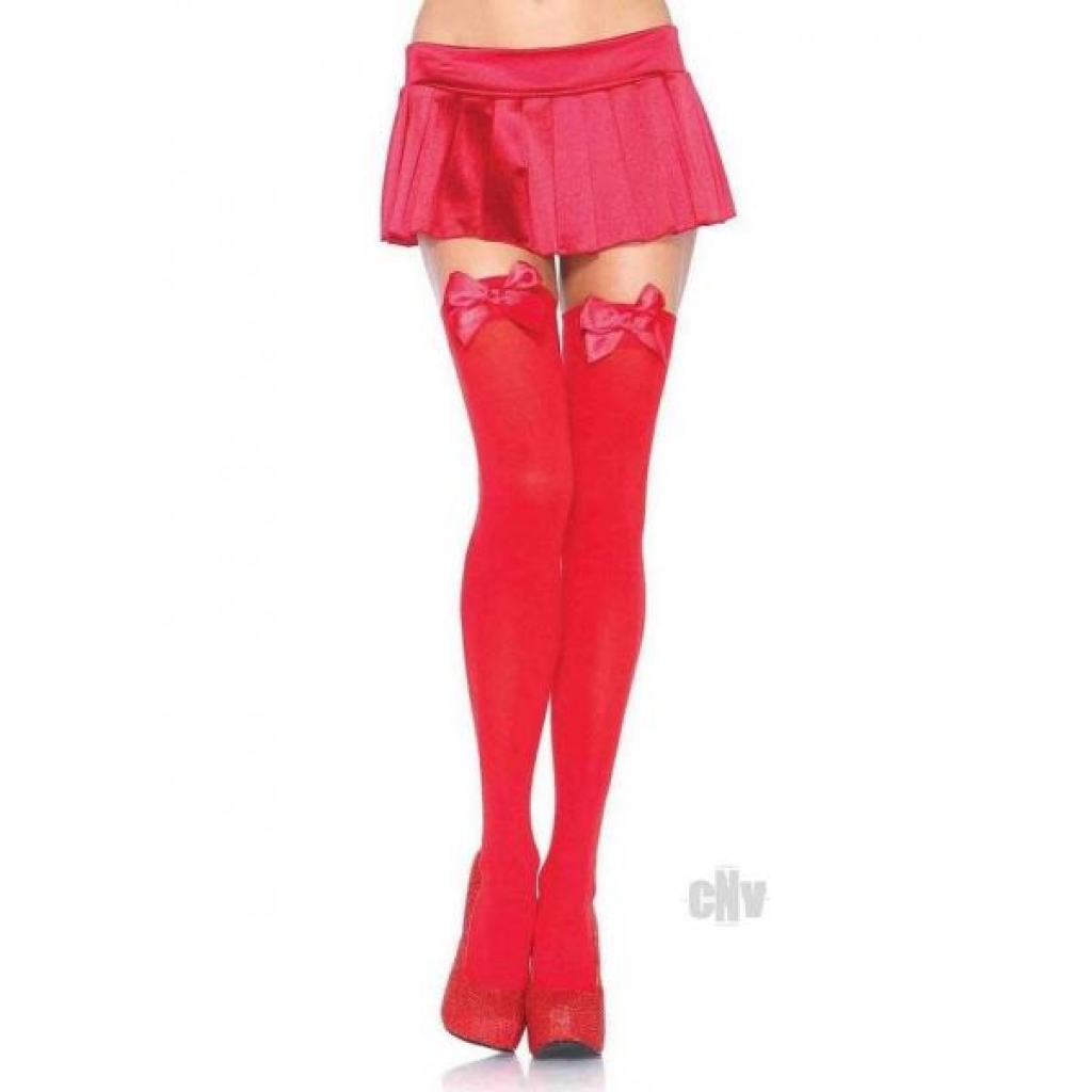 Nylon Over The Knee W/bow Os Red - Leg Avenue Inc.