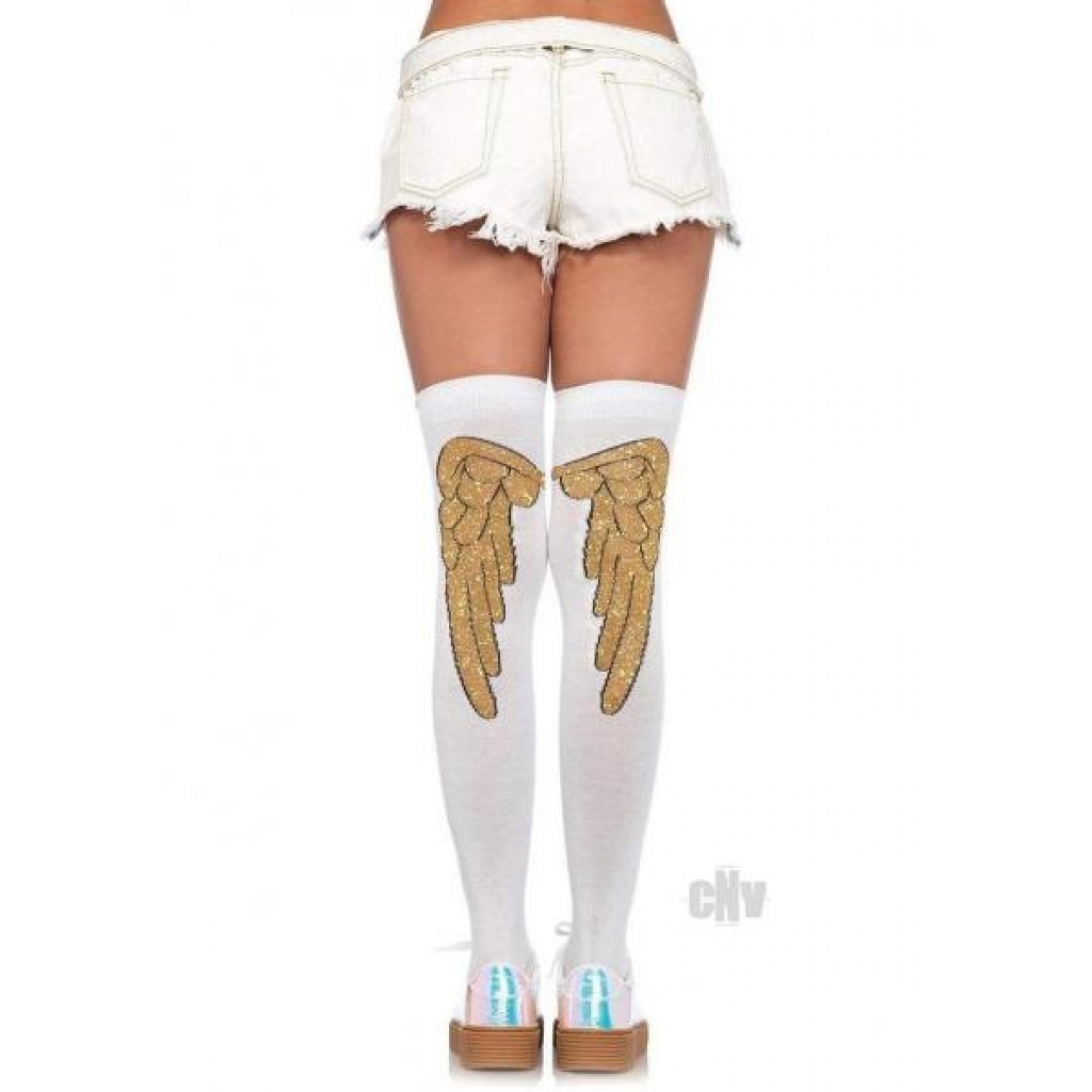 Lurex Angel Wing Knee Sock White/gold - Leg Avenue Inc.