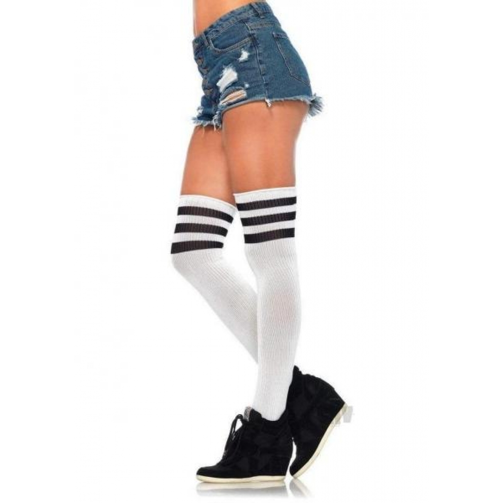 Athlete Thigh Hi 3 Stripe Os Wht/blk - Leg Avenue Inc.