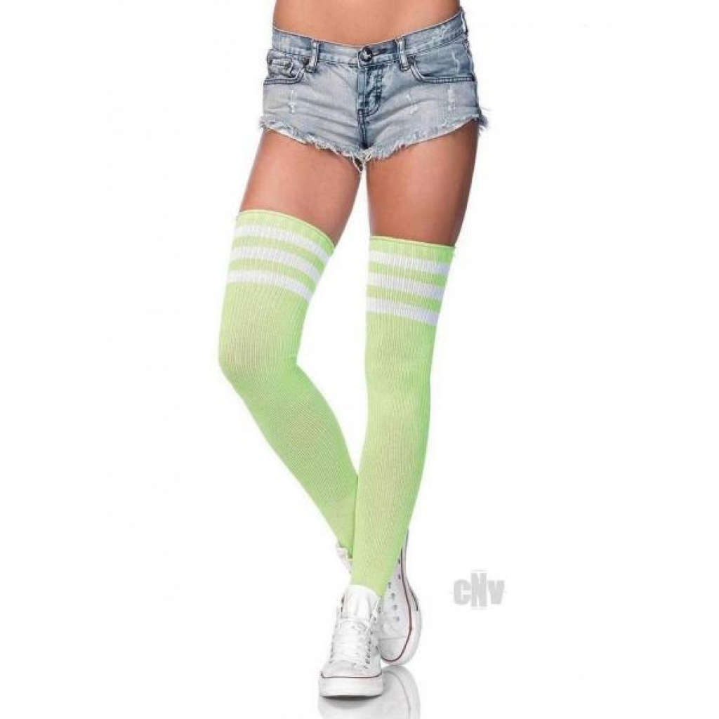 Athlete Thigh Hi 3 Stripe - Neon Green