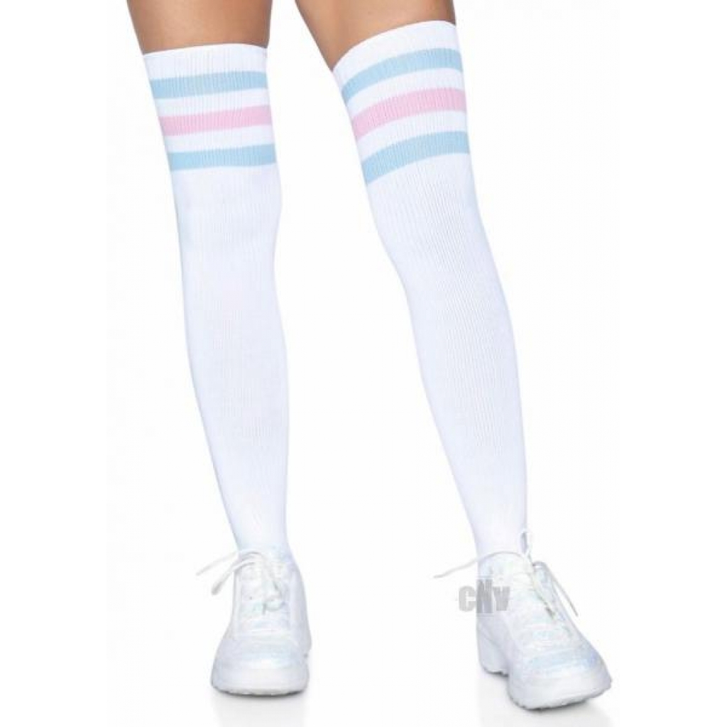 Athlete Thigh High Stockings - Pink/Blue