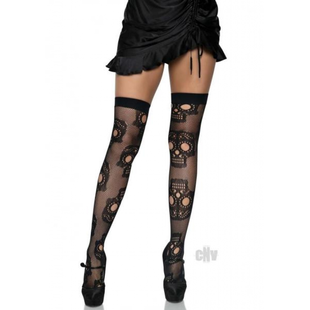 Sugar Skull Net Thigh Highs Os Black - Leg Avenue Inc.