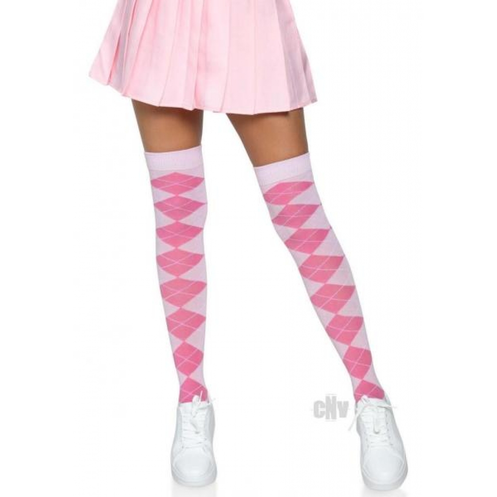 Argyle Knit Over The Knee Socks Os Pink - Leg Avenue Inc.