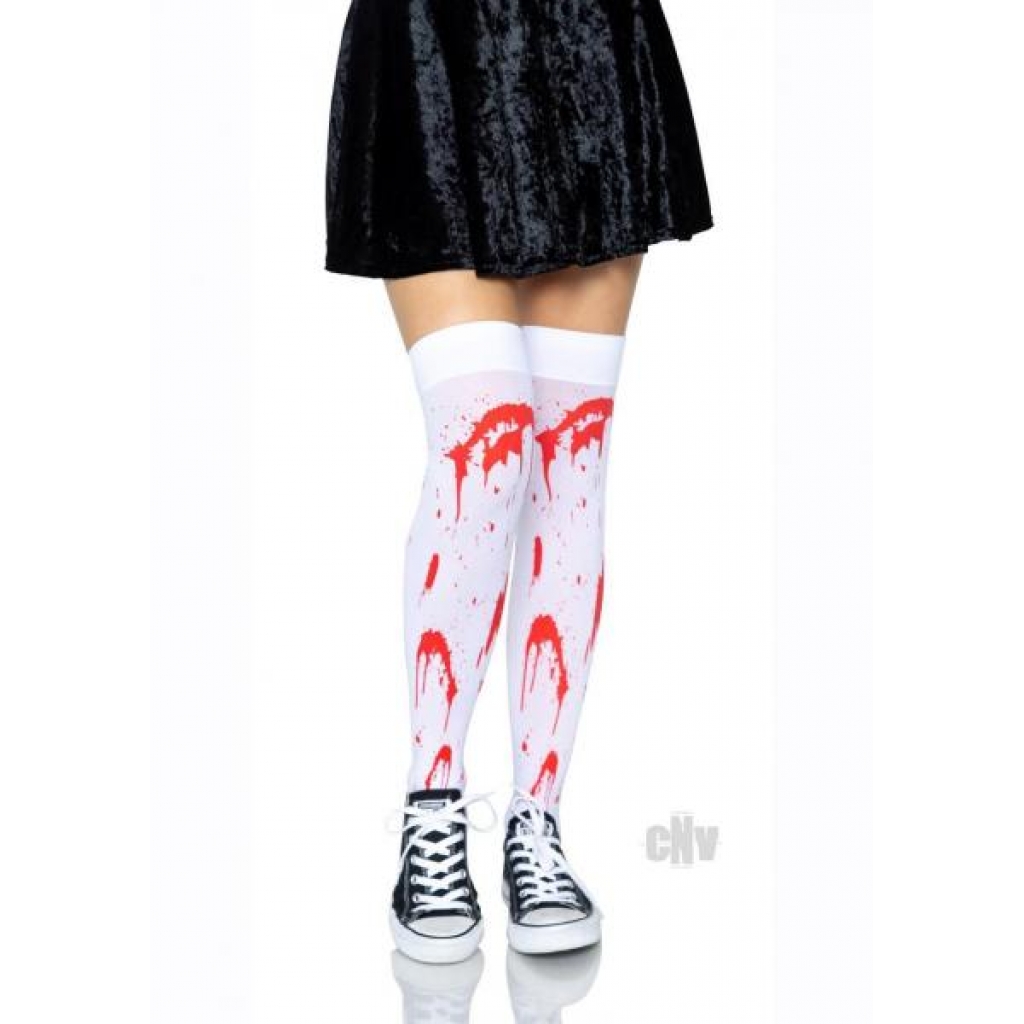 Bloody Zombie Thigh Highs - O/S White/Red