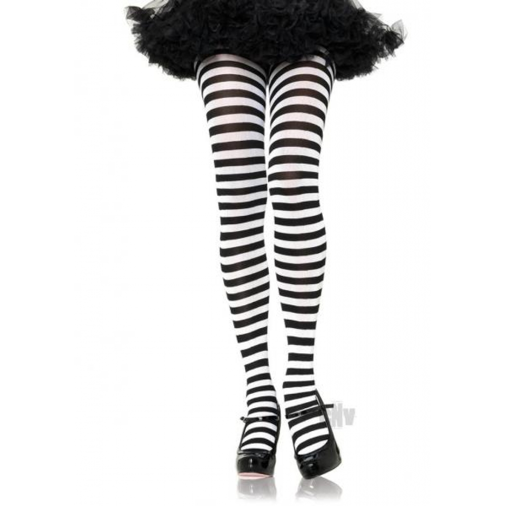 Striped Tights Plus Black/white - Leg Avenue Inc.