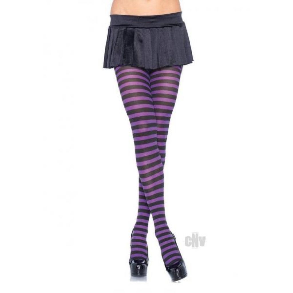 Striped Tights Plus Size - Black and Purple Style