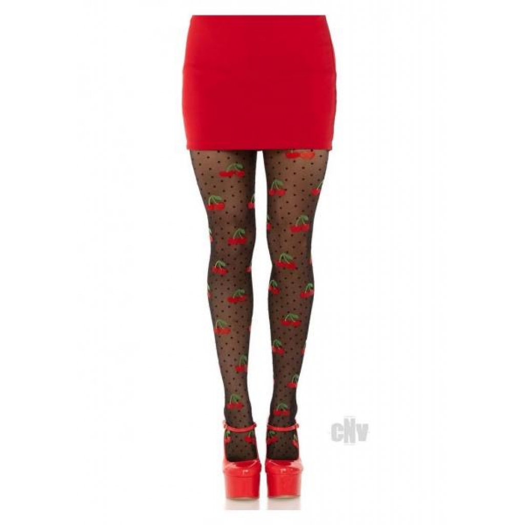 Spandex Dot Cherry Tights Os Blk - Leg Avenue Inc.