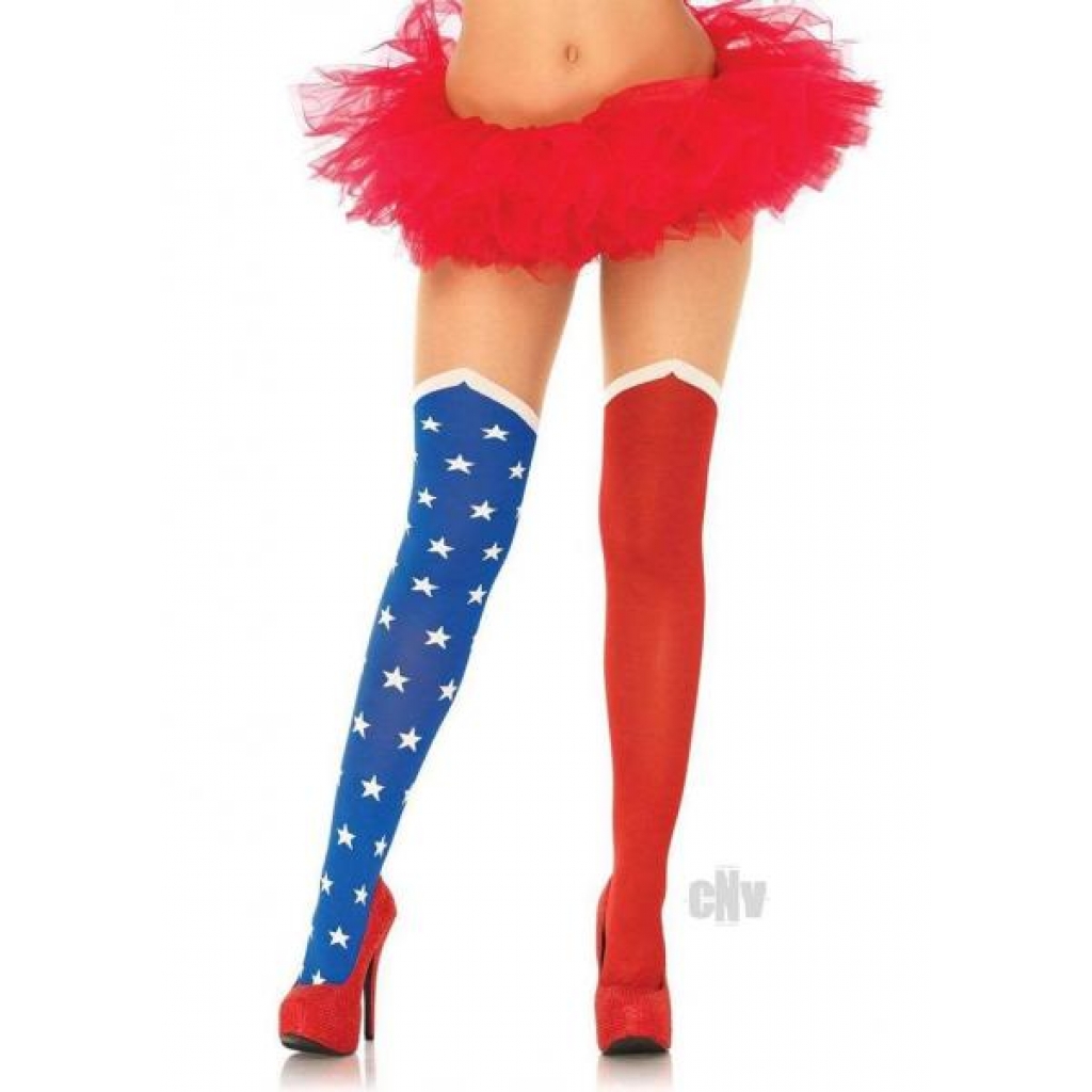 Hero Tights Sheer Thigh - OS Blue/Red