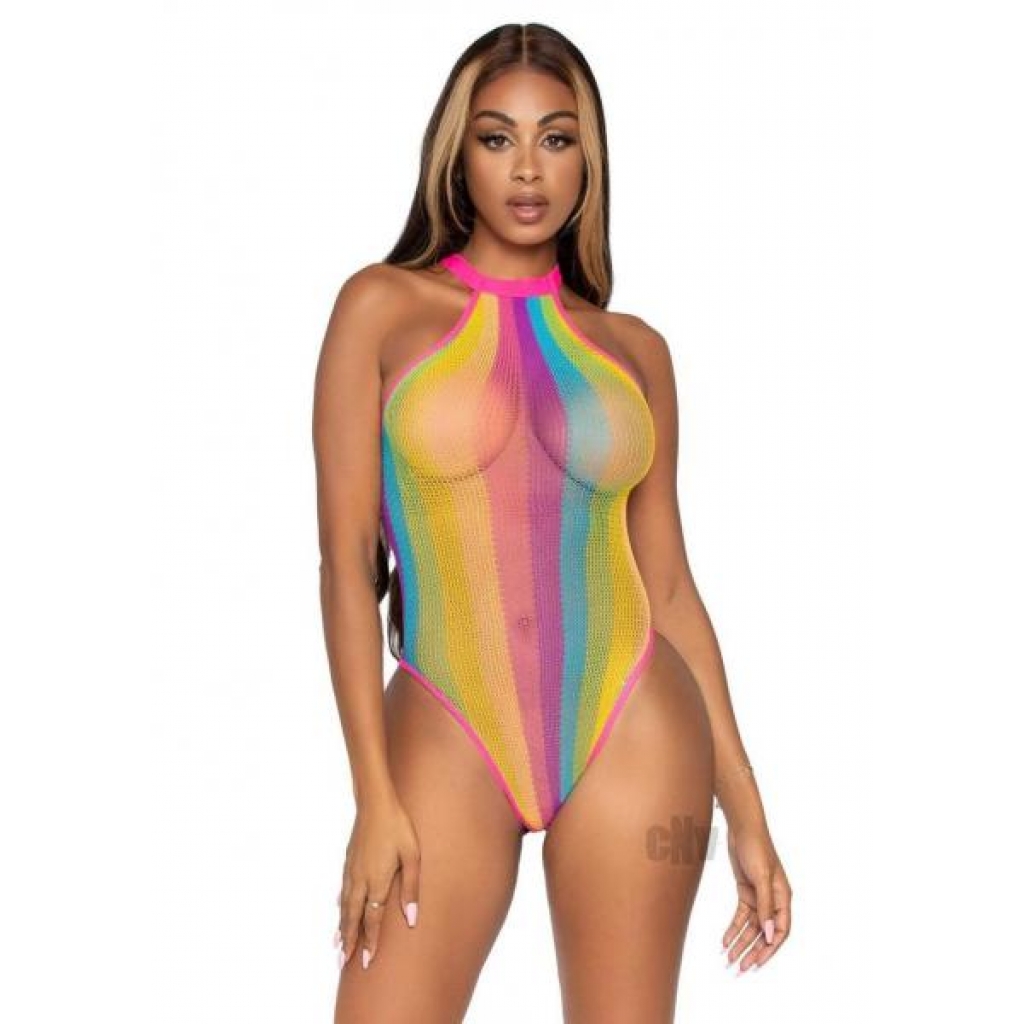 Rainbow Striped Halter Bodysuit W/snap - Leg Avenue Inc.