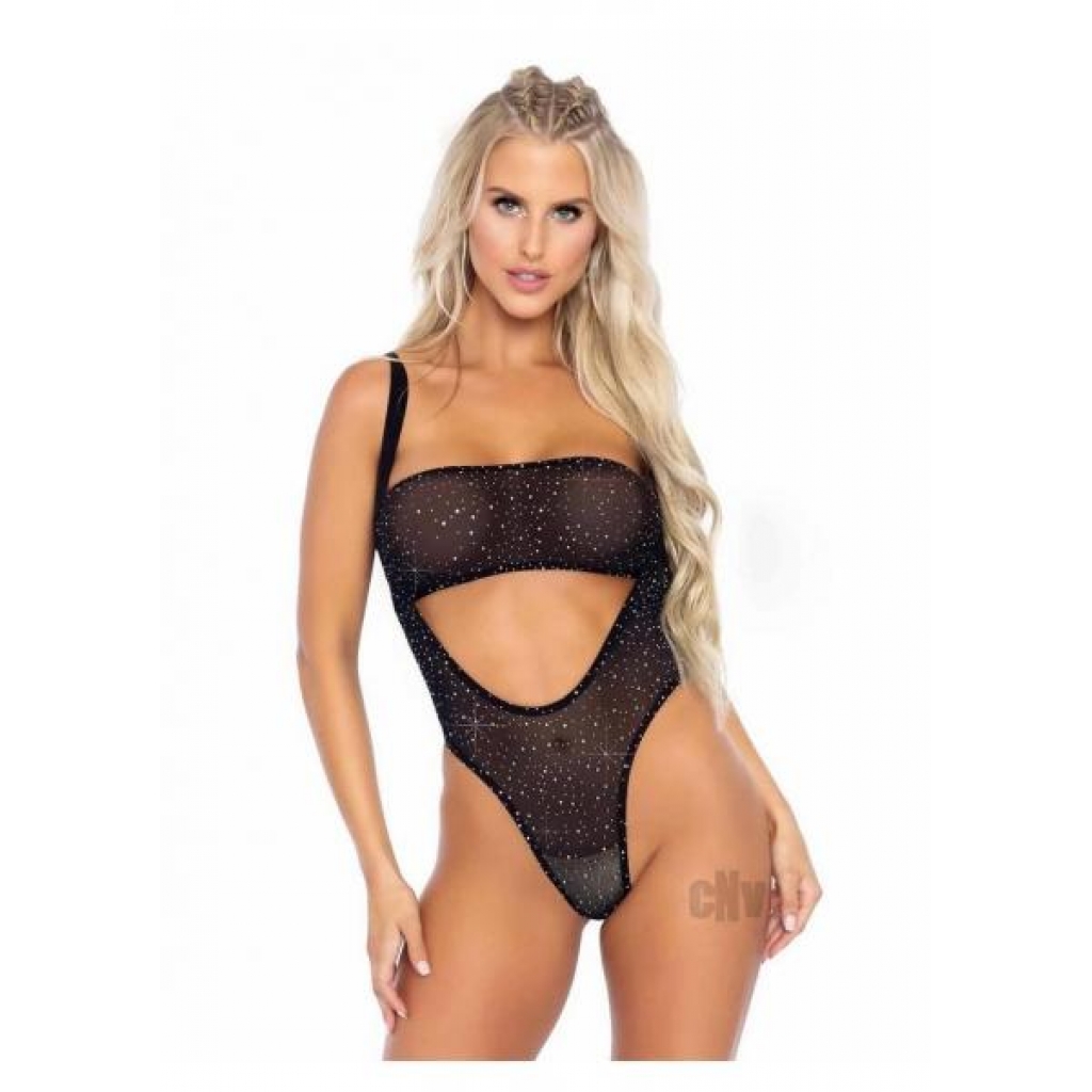 Rhinestone Mesh Bandeau/Bodysuit - O/S Black