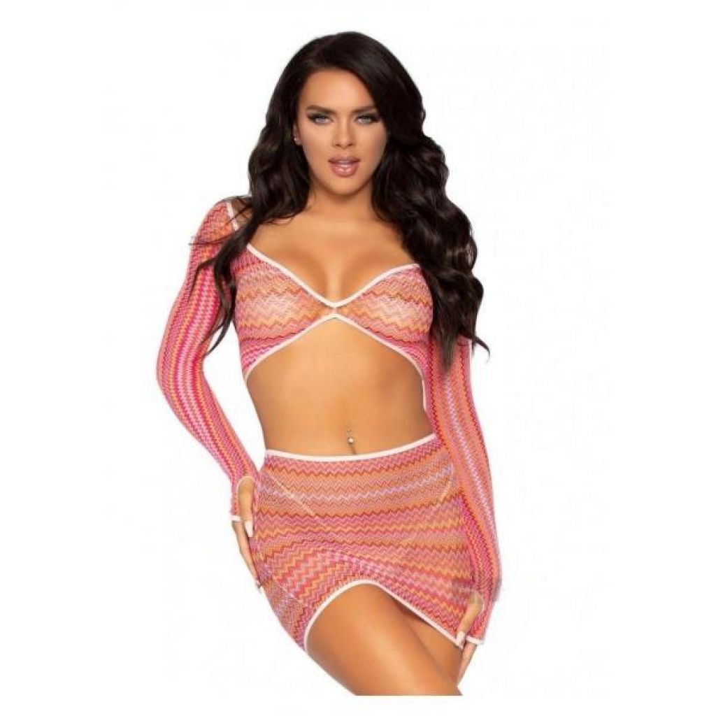 Zig Zag Net Gauntlet Set - 2pc OS Pink