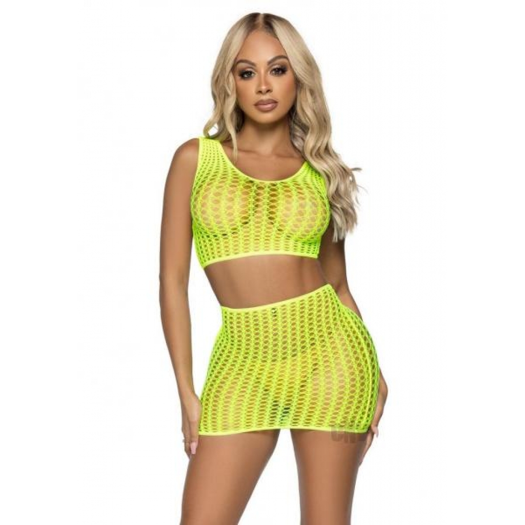 Crochet Tank Top/mini Skirt 2pc Os Yelw - Leg Avenue Inc.