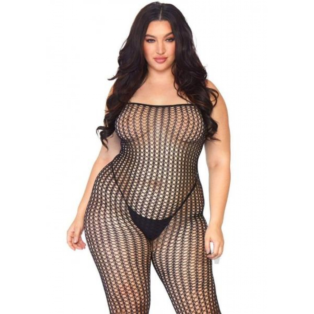 Seamless Crochet Bodystocking Plus Black - Leg Avenue Inc.