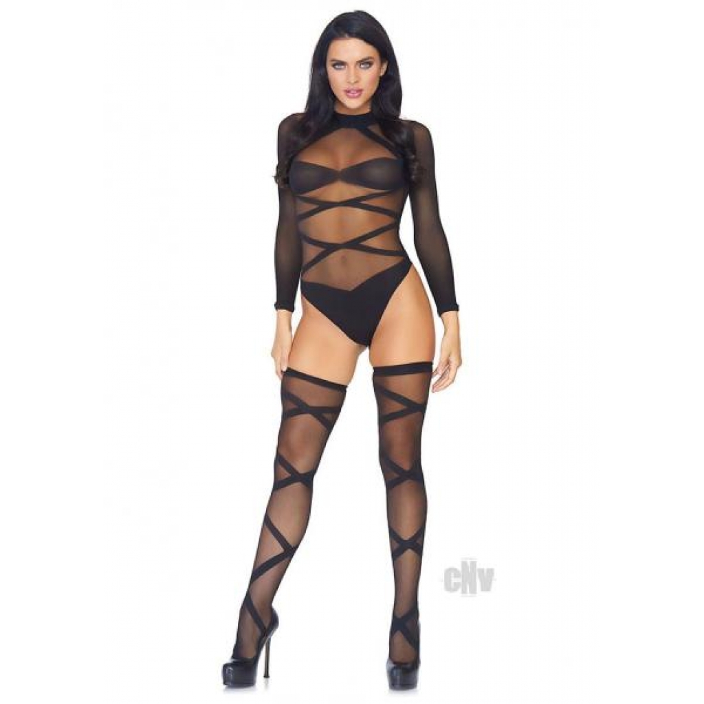 Sheer Cc Bodysuit W/ Thighigh Os Blk 2pc - Leg Avenue Inc.