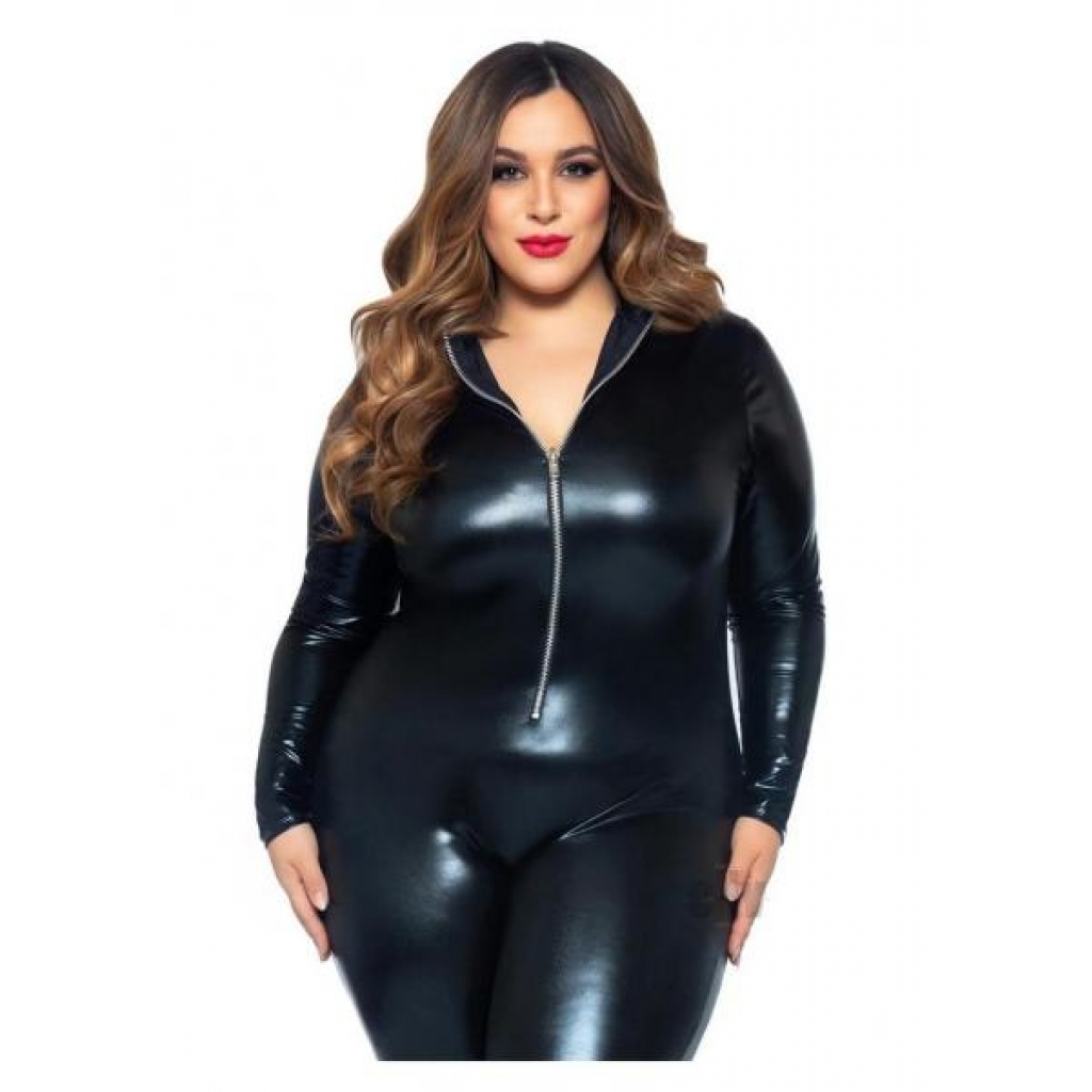 Lame Zipper Cat Suit 1x/2x Blk - Leg Avenue Inc.