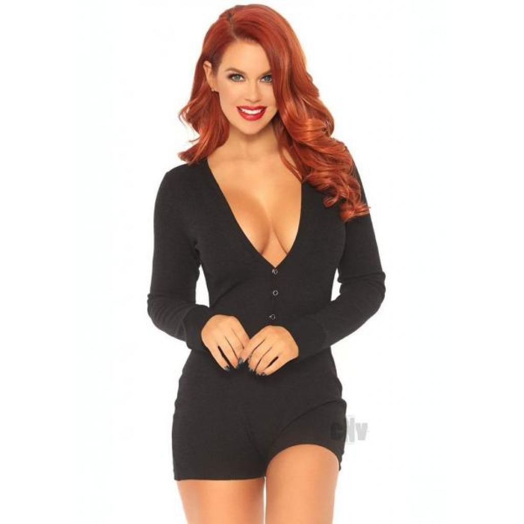 Brushed Rib Long John Romper - Cheeky Snap Closure