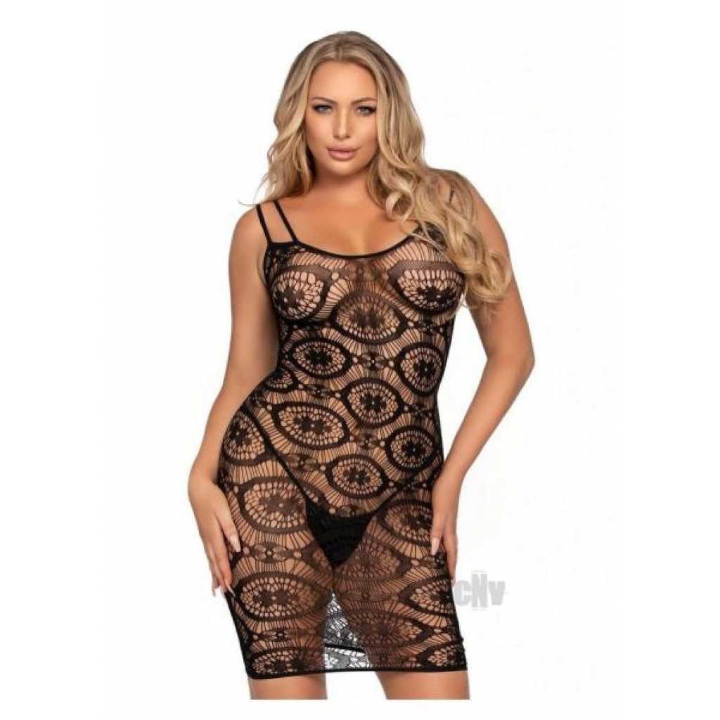 Daisy Crochet Mini Dress - One Size Black