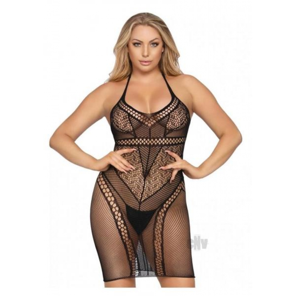 Multi Net Halter Mini Dress Os Black - Leg Avenue Inc.