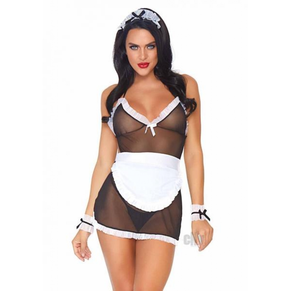 Seductive French Maid Costume - 4 Piece Black/White