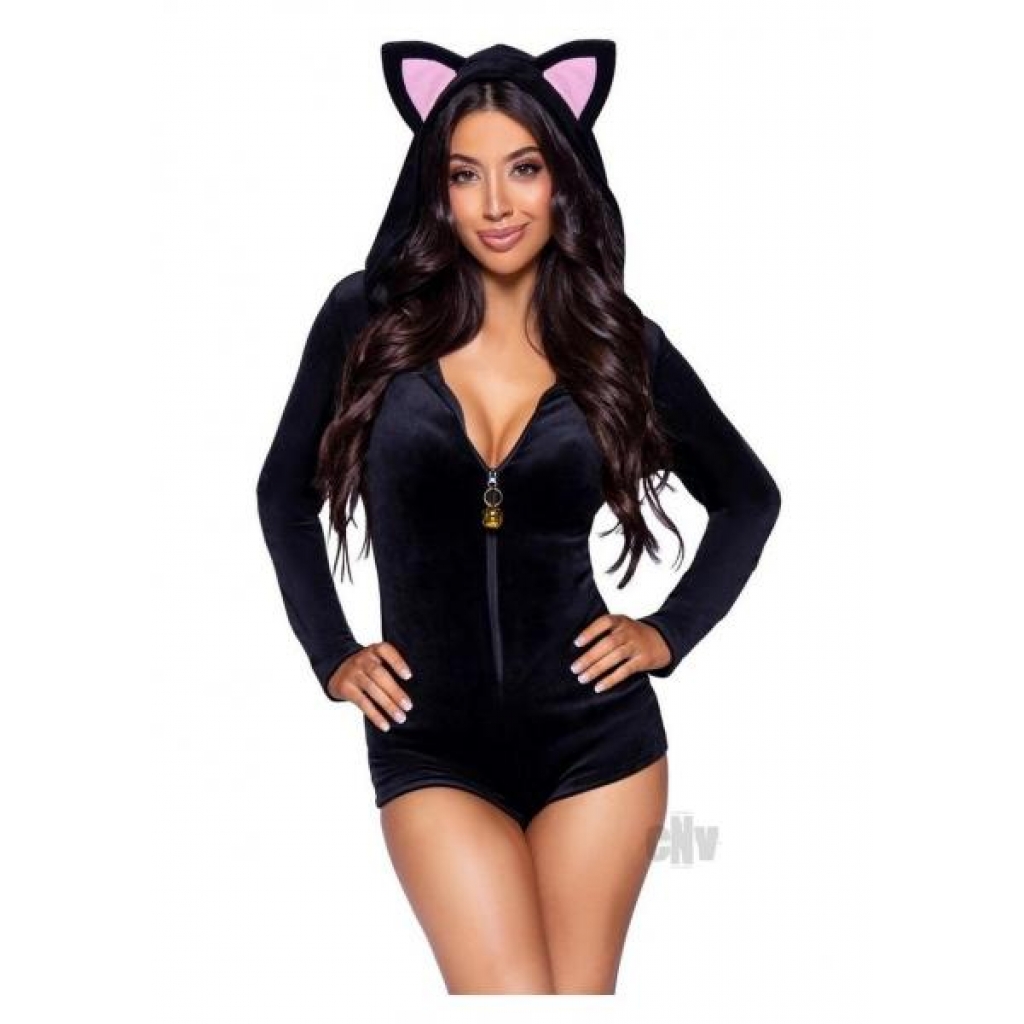 Comfy Cat Zip Up Romper - Medium Black