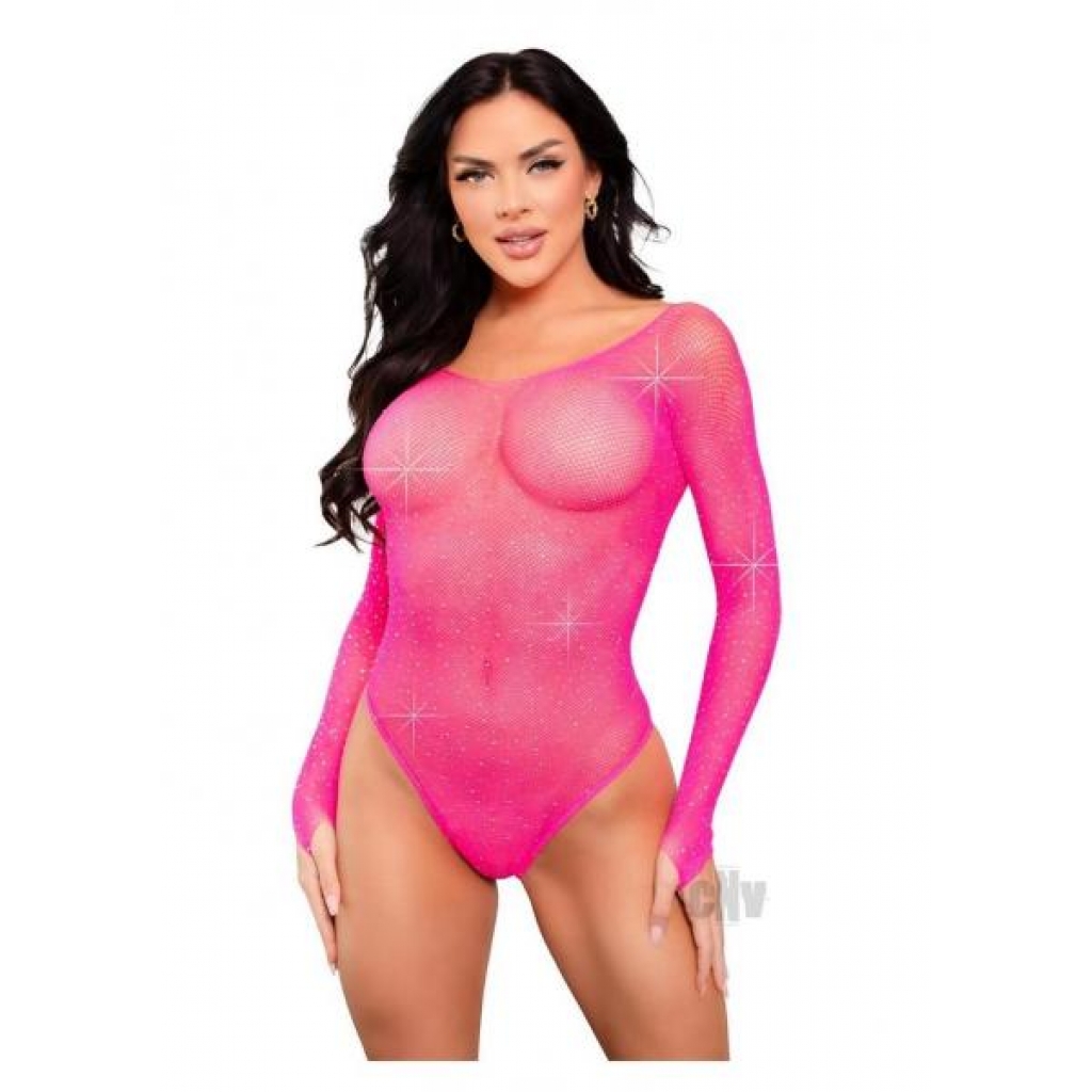 Crystal Long Sle Thong Suit Snap Os Pnk - Leg Avenue Inc.