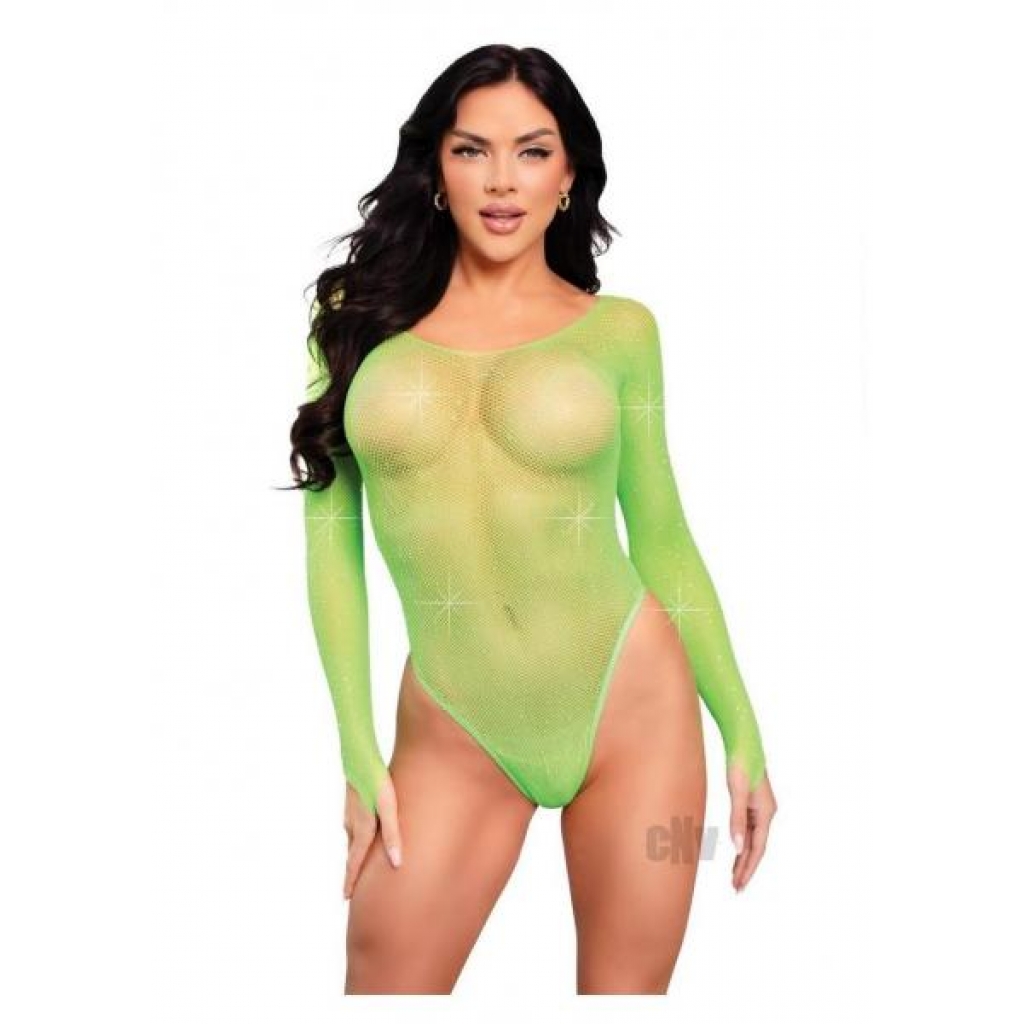 Crystal Long Sle Thong Suit Snap Os Grn - Leg Avenue Inc.