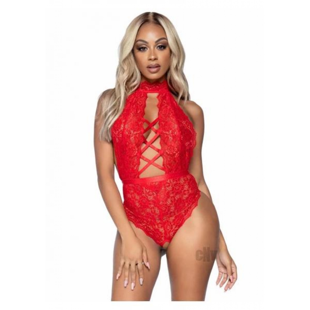 High Neck Teddy Thong Sm Red - Leg Avenue Inc.